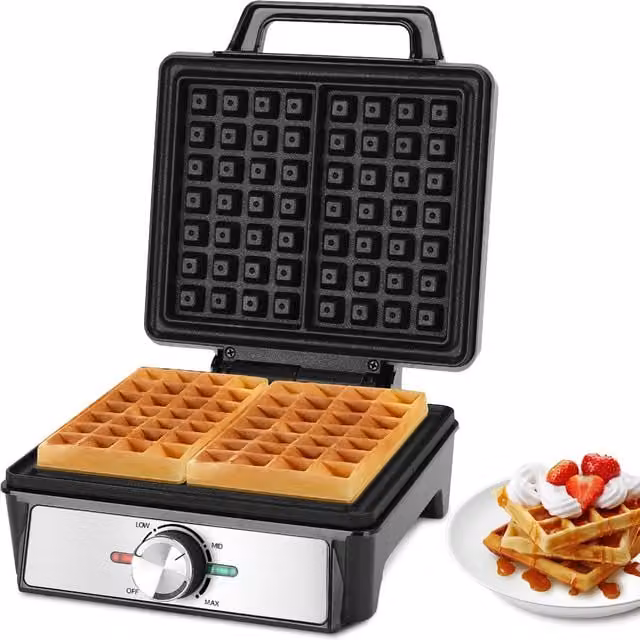 Aigostar Belgian Brussels Waffle Maker, Black