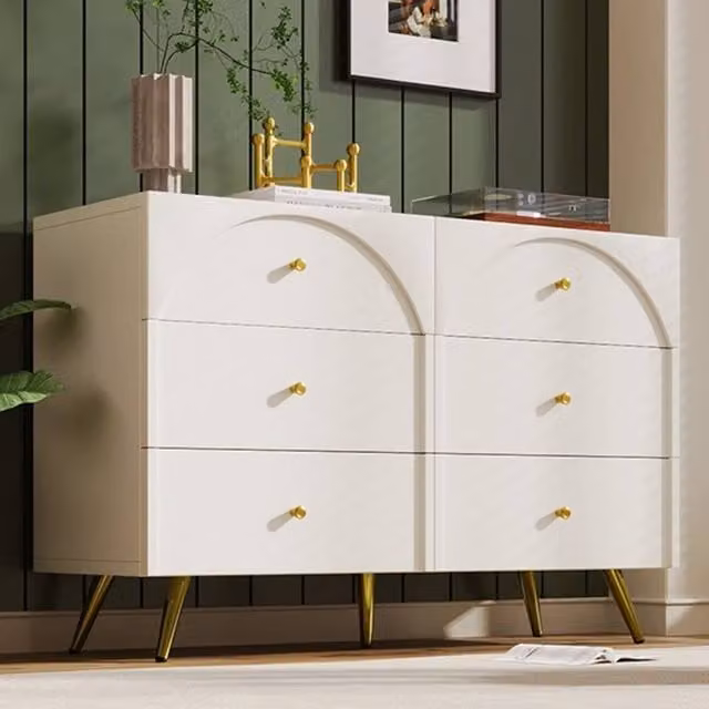 HomeTouch Modern White Sideboard Cabinet and Chest of Drawers for your Living Room or Bedroom