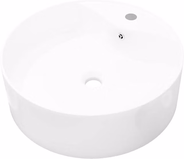 Berkfield Home White Ceramic Round Bathroom Sink Basin with Overflow