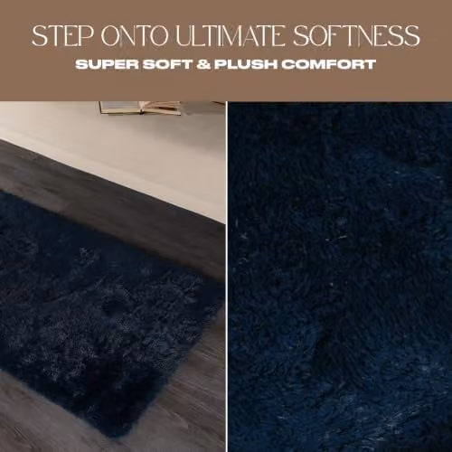 Sienna Modern Shaggy Runner Rug, Navy Blue, W/D/H: 60 x 150 x 1 cm – 4