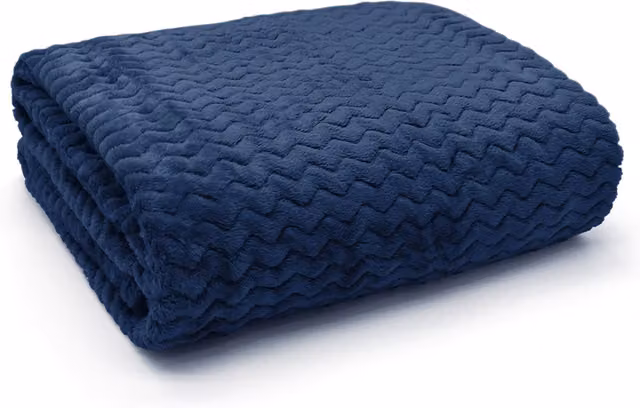 Velosso Blue Chevron Patterned Mink Throw, W/D: 127 x 152 cm