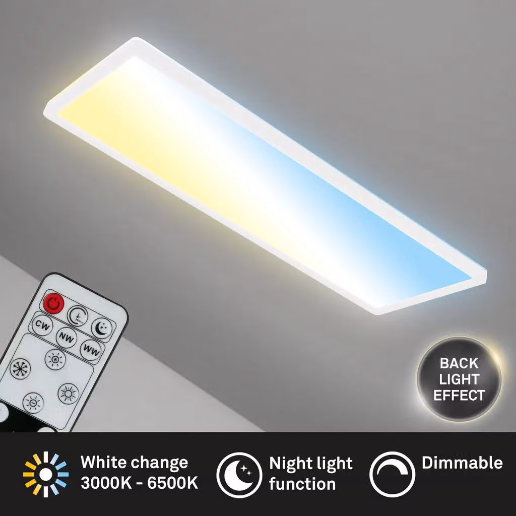 Briloner White Ultraslim 23W CCT LED Ceiling Panel Light with Remote Control, Dimmable Night-Light Function and Backlight Effect, W/D/H: 58 x 20 x 3 cm – 2