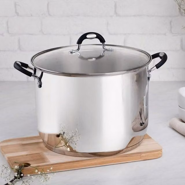 Tramontina Stainless Steel Stockpot with Glass Lid, Silver, 11.9 l, 28 cm