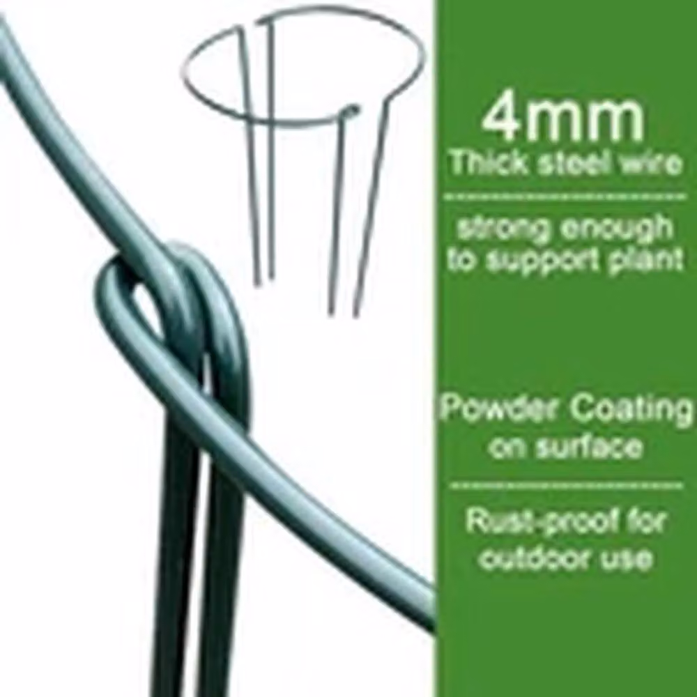 EONLION 16-Piece Round Metal Plant Support Stakes in Green – 4