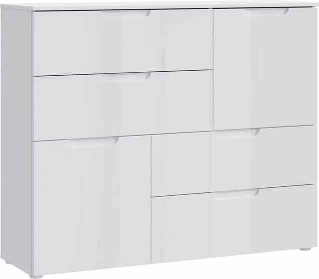 Furniture To Go Sienna Abstract Glossy White Modern Chest of Drawers