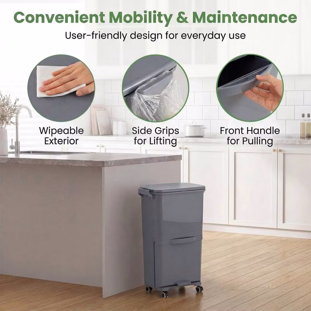 Kelvenix Grey Plastic Pedal Trash Classification Garbage Can – 5