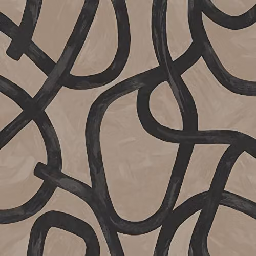 Holden Decor Linear Swirl Abstract Wallpaper in Black and Taupe – 1
