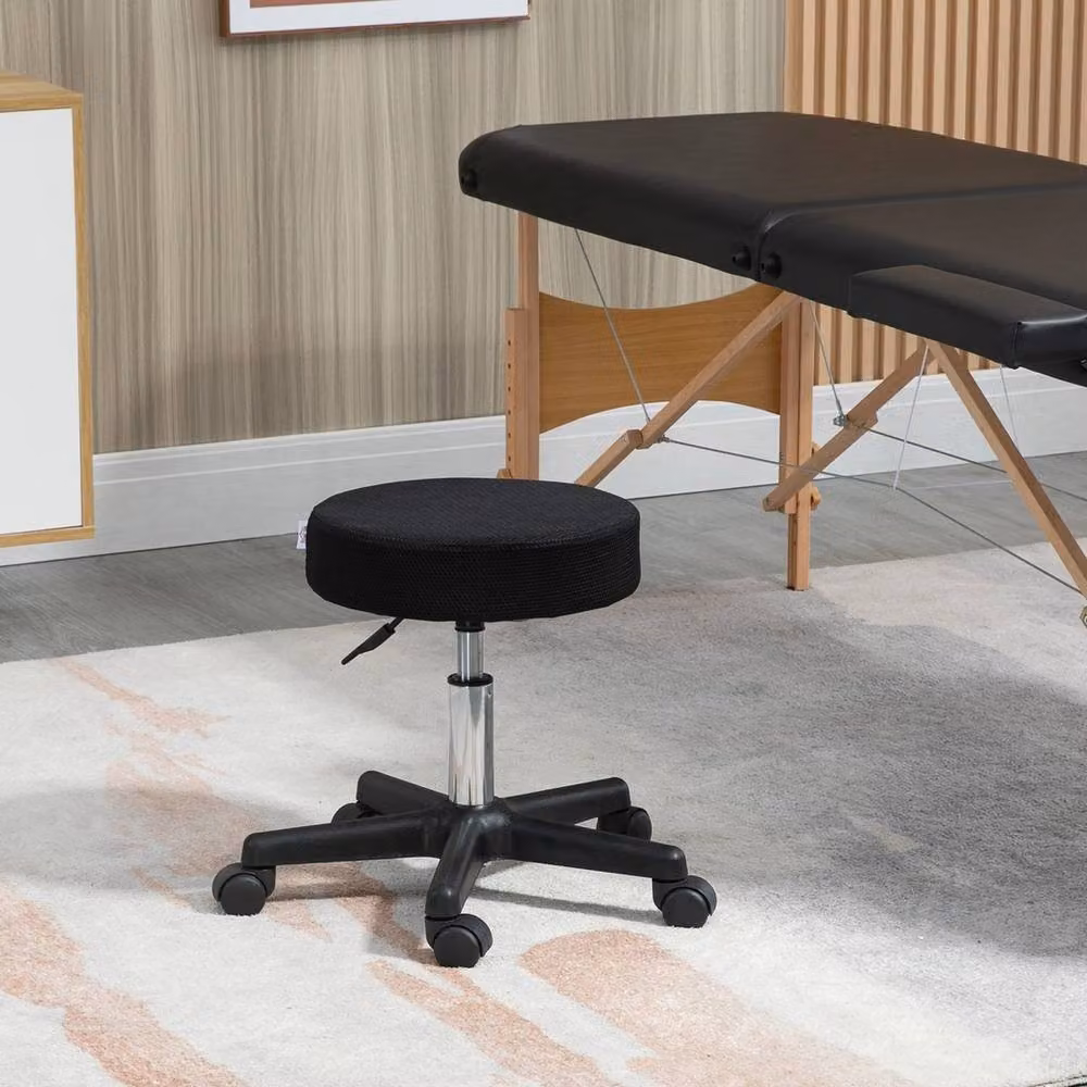 FORGEVIO Black Swivel Salon Stool, Adjustable Beauty and Spa Chair with Castors – 5