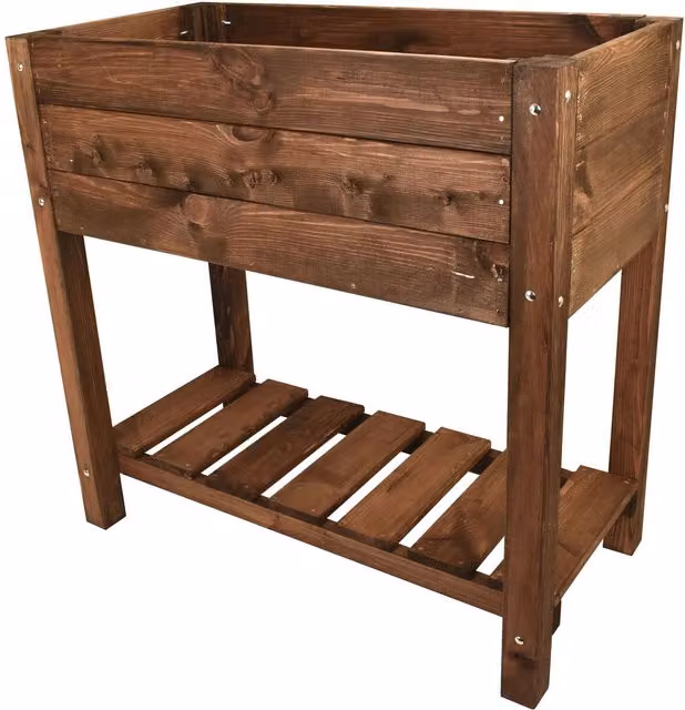 Snowdon Timber Brown Raised Garden Planter, W: 78.0 cm, D: 78.0 cm, H: 40.0 cm