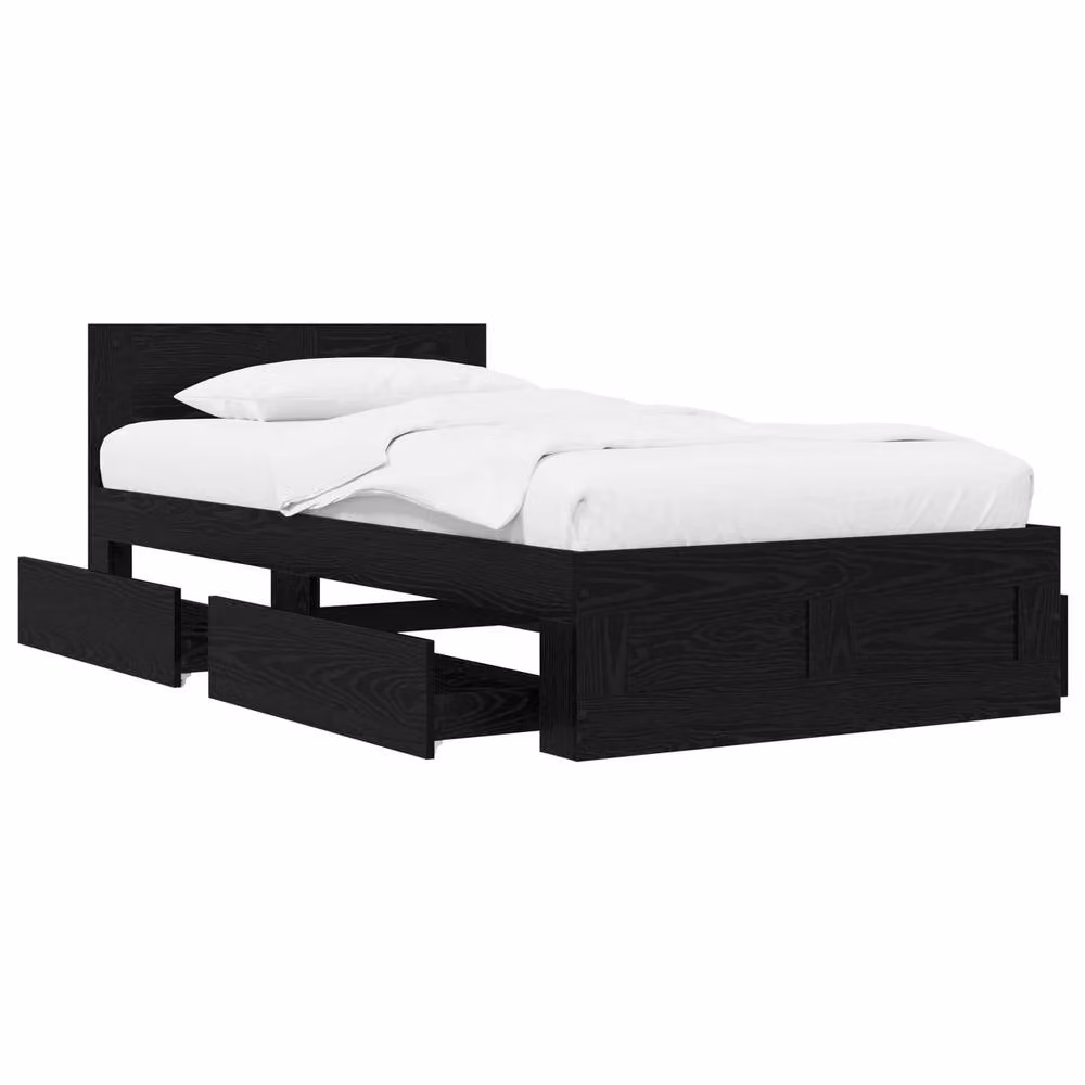 Berkfield Home Bed Frame with Headboard in Black Oak, W: 80 cm, L: 200 cm, Engineered Wood – 2