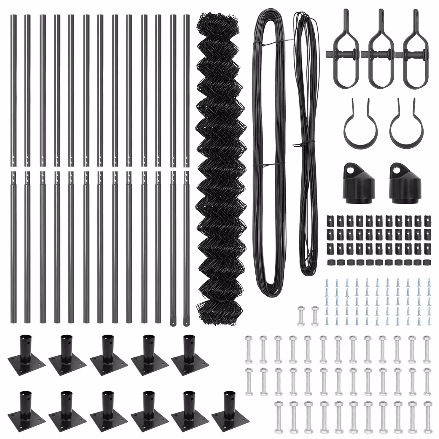 Berkfield Home Grey Galvanised Steel Chain Link Fence with 13 Flanged Posts, H: 140 cm, W: 25 m – 3