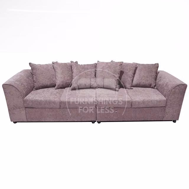 Furnishings For Less UK Monaco Pink Chenille Fabric 4 Seater Curved Arm Sofa with Scatter Back and Removable Covers – 1