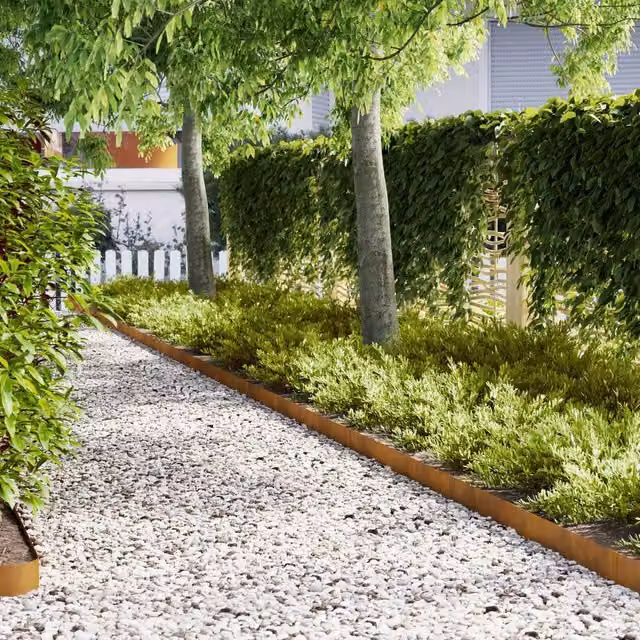 Berkfield Home Lawn Edgings, 50 Pieces, Brown Weathering Steel, W: 100 cm, H: 15 cm, D: 0.5 cm