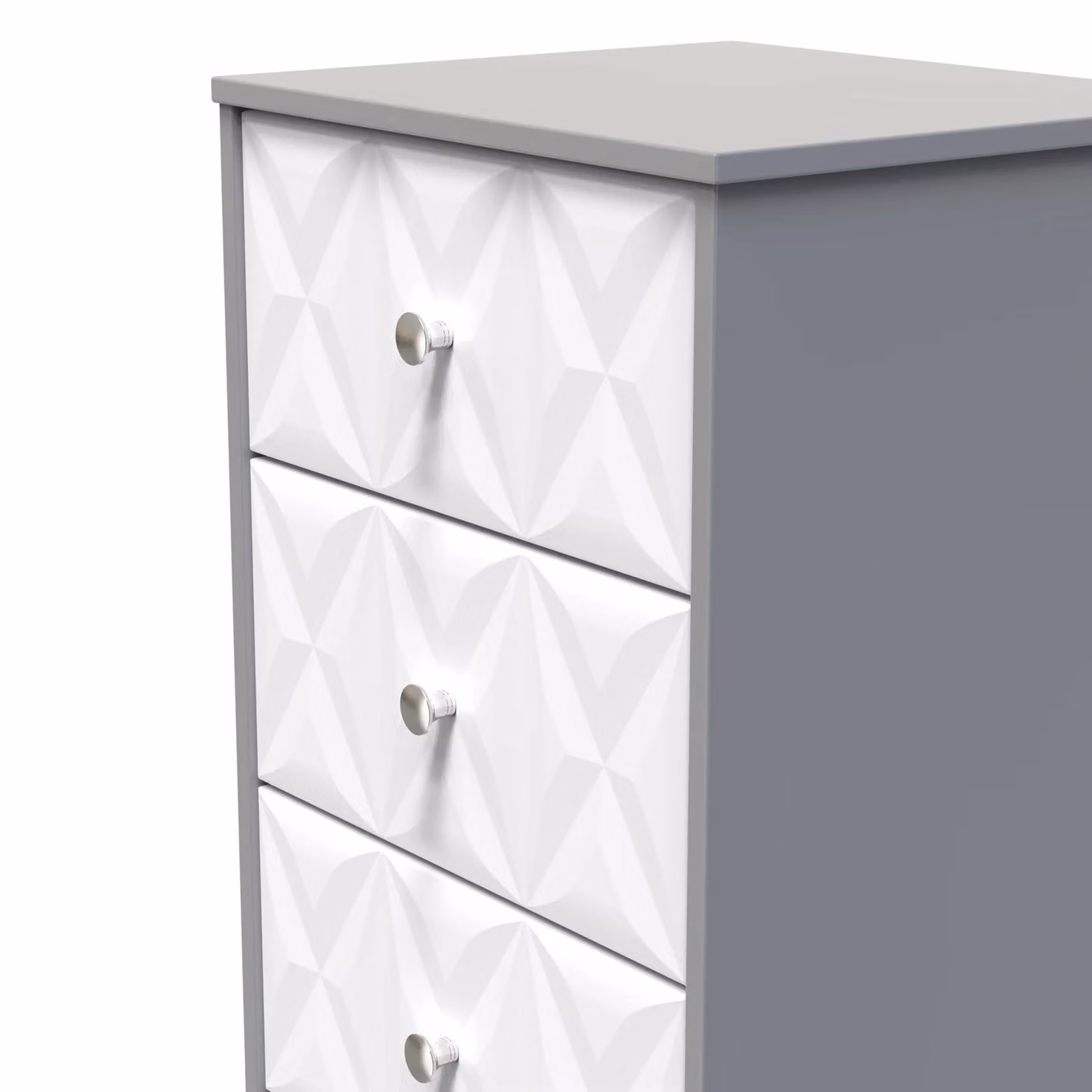 Ready Assembled 2 U Memphis 5 Drawer Tall Bedside Cabinet in Mid Grey – 2