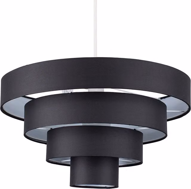 ValueLights Modern Round 4 Tier Black Fabric Ceiling Pendant Light Shade