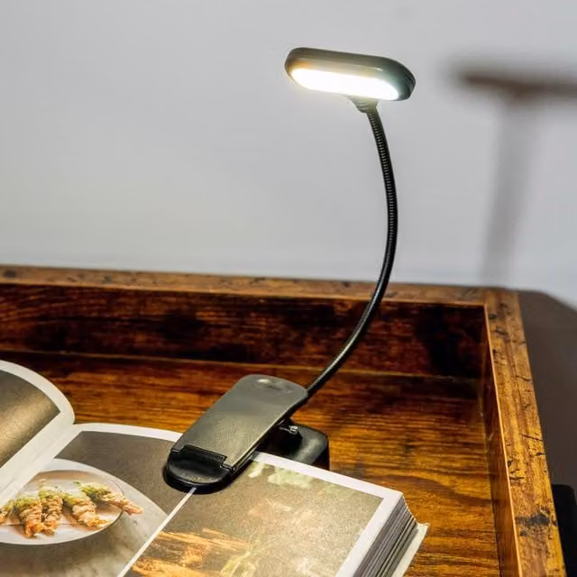 ValueLights Rechargeable Magnetic Clip-On LED Reading Light with Adjustable Colour Temperature Modes in Black – 1