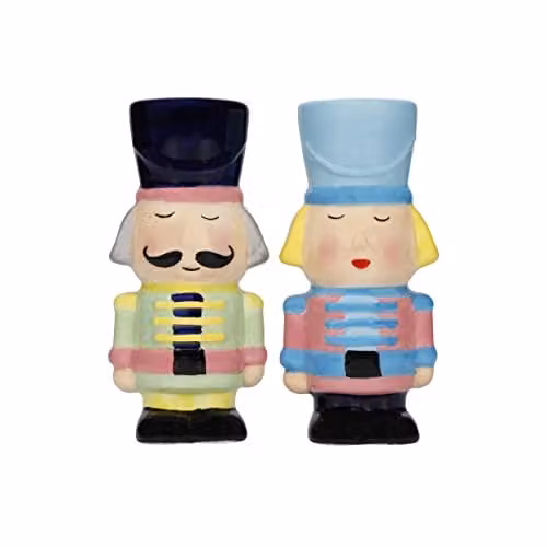 KitchenCraft Nutcracker Collection Refillable Ceramic Salt and Pepper Shakers, Multicolour