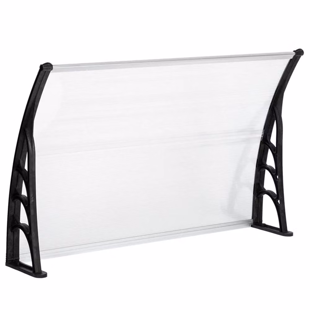 Kelvenix Clear Polycarbonate and Aluminium Door Canopy Awning, W: 100 cm x H: 80 cm x D: 100 cm – 3