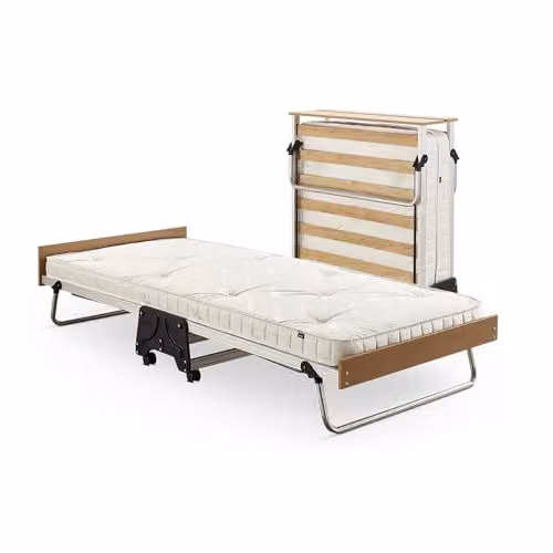 JAY-BE J-Bed Single Folding Bed with White Anti-Allergy Spring Mattress and Beech Wood Frame, W/D/H: 90 x 200 x 30.5 cm – 1