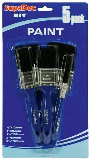SupaDec Blue Paint Brush Set, 5 Pack