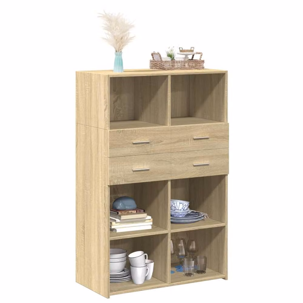 Berkfield Home Sonoma Oak Highboard in Beige, W/D/H: 80 x 42.5 x 124 cm – 3