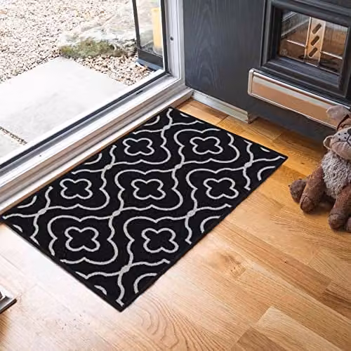 Desire Rugs Black Quatrefoil Non-Slip Machine Washable Kitchen Floor Mat, W: 160 cm – 1