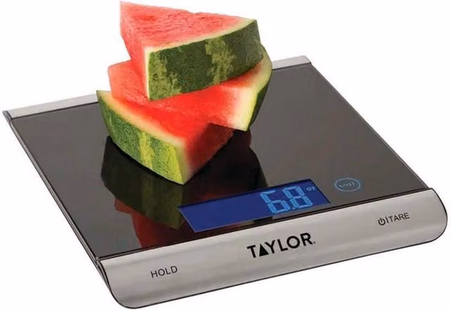 Taylor Pro Ultra High Capacity Digital Kitchen Food Scales with Tare Function, Black Glass and Stainless Steel, 15 kg Capacity – 3