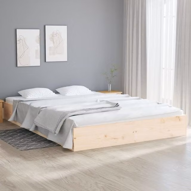 Berkfield Home Solid Pine Wood Bed Frame, Brown, W: 150 cm, D: 200 cm – 1