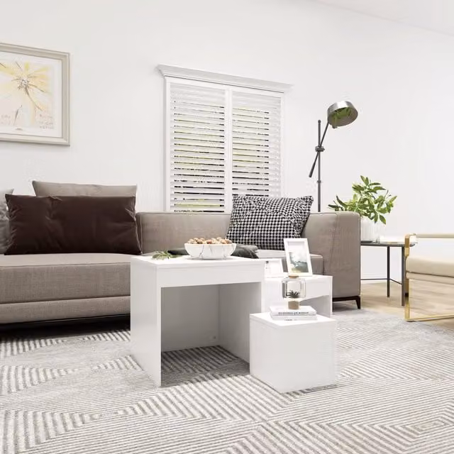 Berkfield Home Nesting Tables, 3 Piece Set in White Matt MDF – 1
