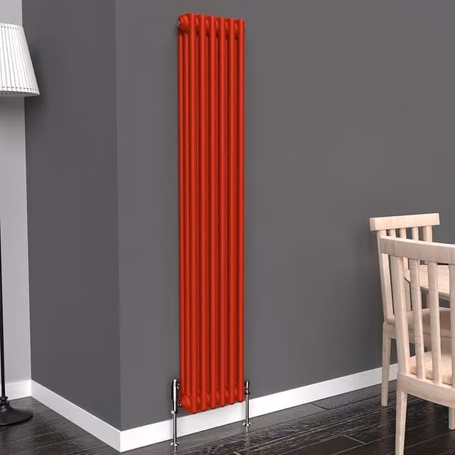 Lux Heat Vertical Coloured Column Radiator in Poppy Red, H 150 cm x W 29 cm