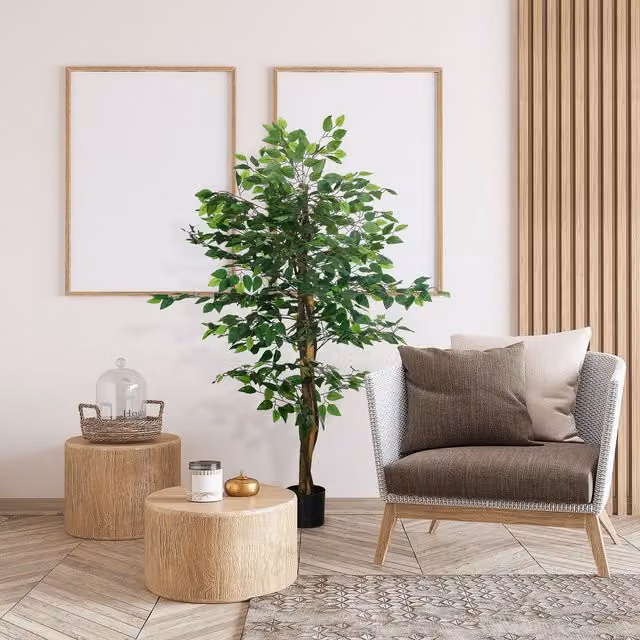 HOMCOM 150cm Green Artificial Ficus Tree for Indoor Home Decor – 1