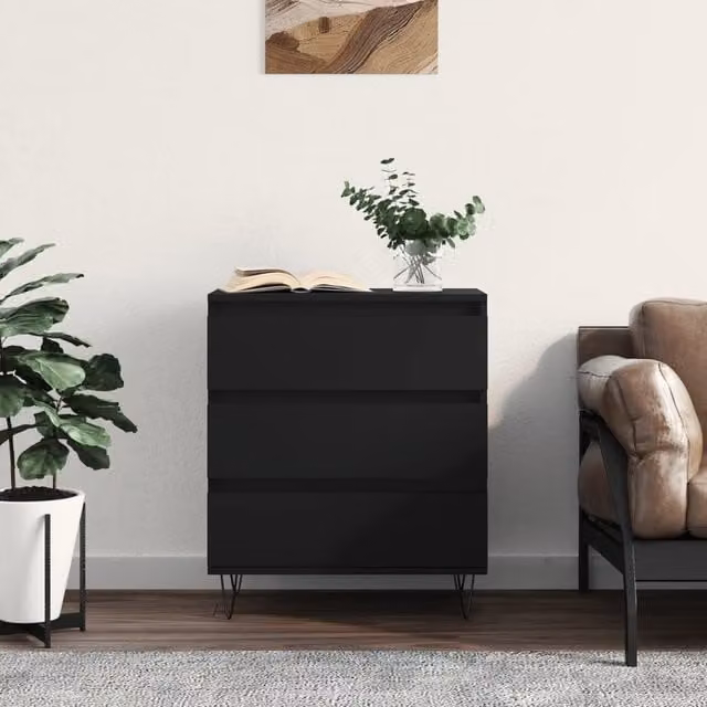 Berkfield Home Black Matt Classic Sideboard, W/D/H: 60 x 35 x 70 cm