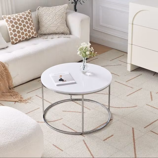 Spot On Dealz Round Coffee Table with High Gloss White Finish