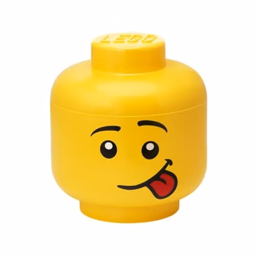 Room Copenhagen LEGO Storage Head Large Yellow Polypropylene Stackable Toy Box with Lid