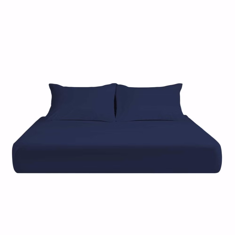 Snug City Navy Blue Microfibre Soft Touch Plain Dyed Fitted Sheet, Super King, Skirt Depth: 25 cm – 2
