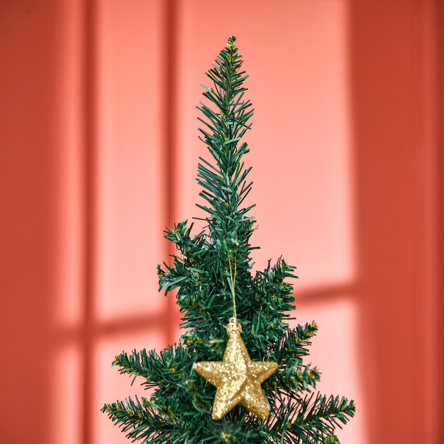 HOMCOM Green Pencil Slim Artificial Christmas Tree with Plastic Stand, Height: 180 cm – 5