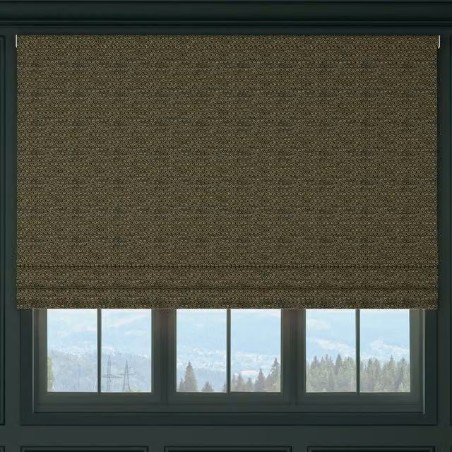 HOUSE Llewelyn-Bowen Divina Made To Measure Blackout Roman Blind in Forest Green and Gold