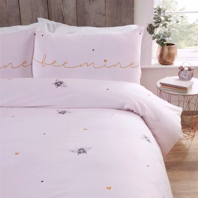 Rapport Home Bee Mine Pink King Size Duvet Set with Pillowcases, W: 180 cm, L: 200 cm