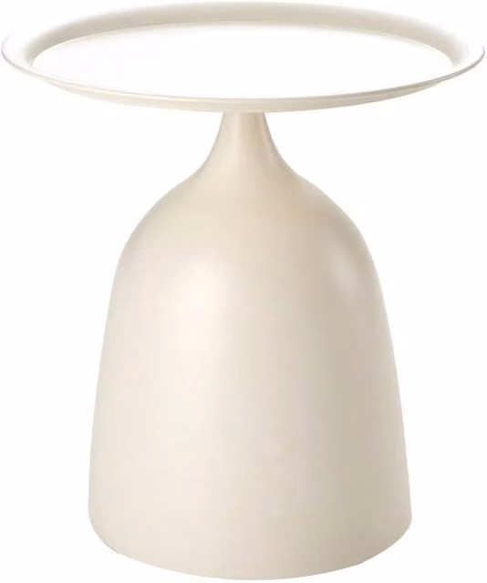 KORVIXA White Round Side Table with Modern Tray Top, Diameter: 100 cm – 1