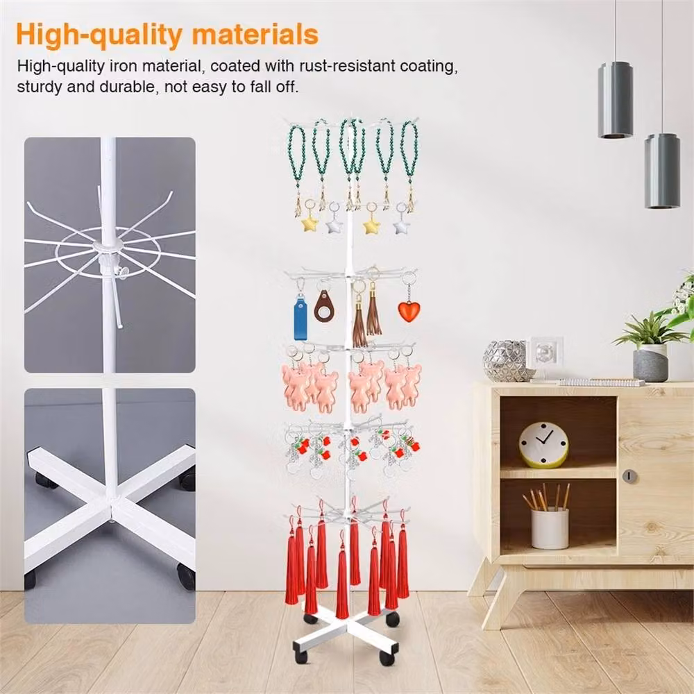 Kelvenix White 6-Tier Rotating Metal Display Stand with Adjustable Shelves, H 160 cm x W 40 cm x D 40 cm – 3