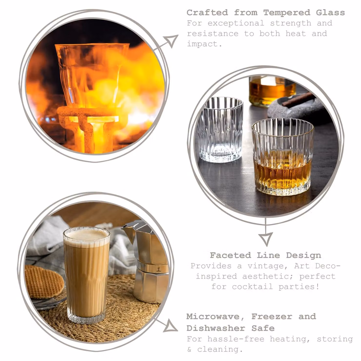 Duralex Manhattan Vintage Transparent Glass Tumbler Whisky Glasses, 220ml, Pack of 12 – 2