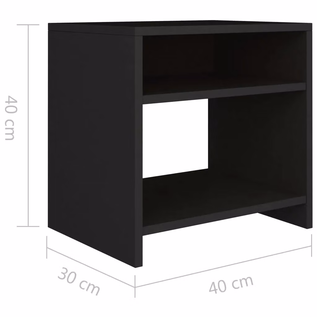 Berkfield Home Black Bedside Cabinet in Engineered Wood W/D/H: 40 x 30 x 40 cm – 6