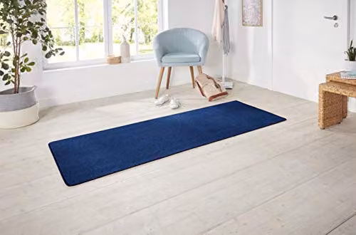 Hanse Home Nasty Runner Fluffy Short Pile Rug in Dark Blue, W: 80 cm, L: 300 cm