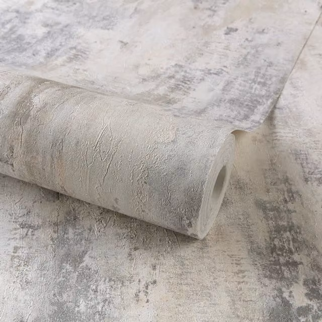 Grandeco Artisan Plaster Abstract Wallpaper in White and Grey