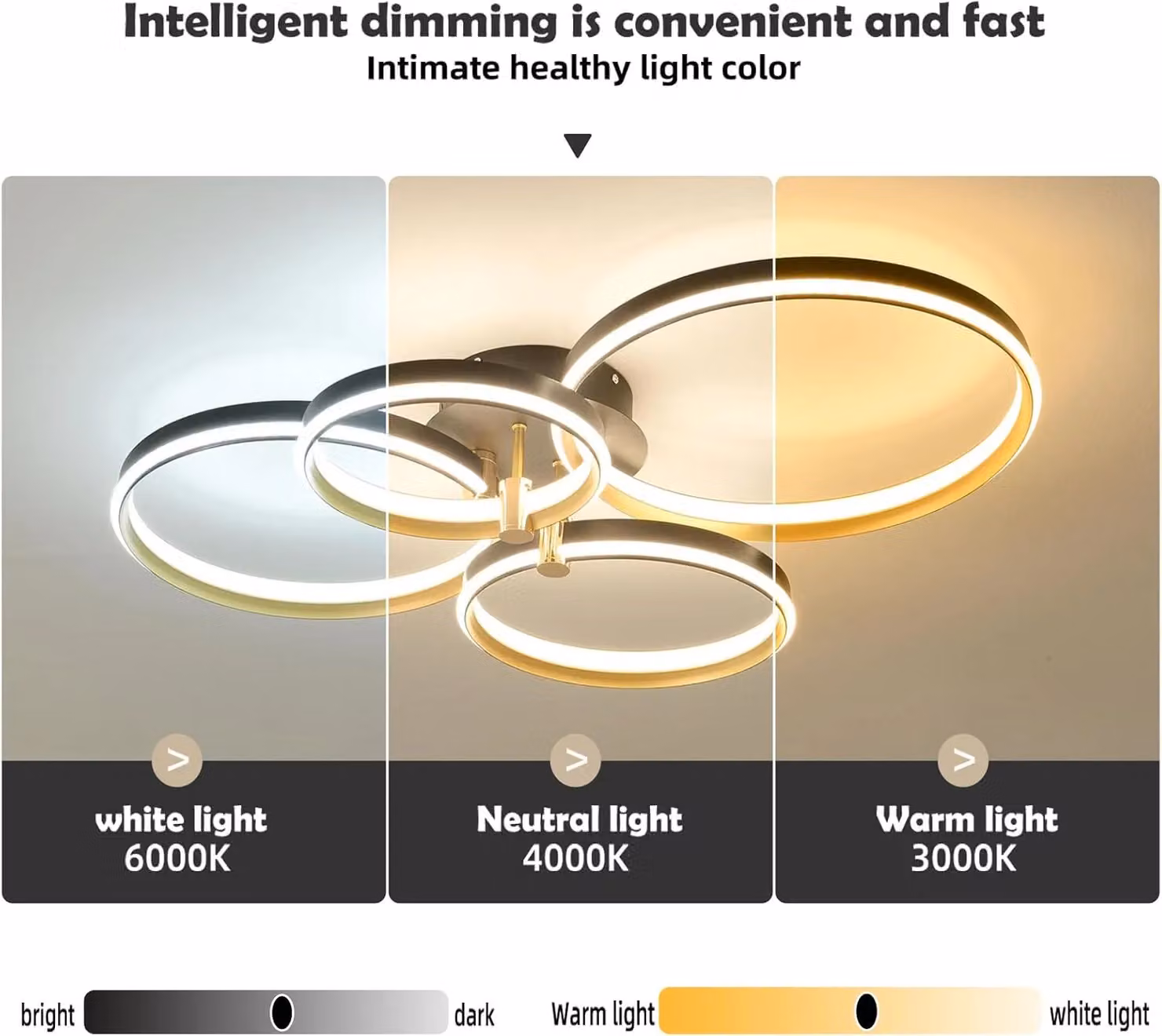 Garwarm Dimmable LED Ring Flush Mount Ceiling Light in Gold/Brass – 3