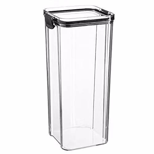 Argon Tableware Airtight Food Storage Container, 1.8L, Black and Transparent, Leakproof and Stackable with Clip-Lock Lid