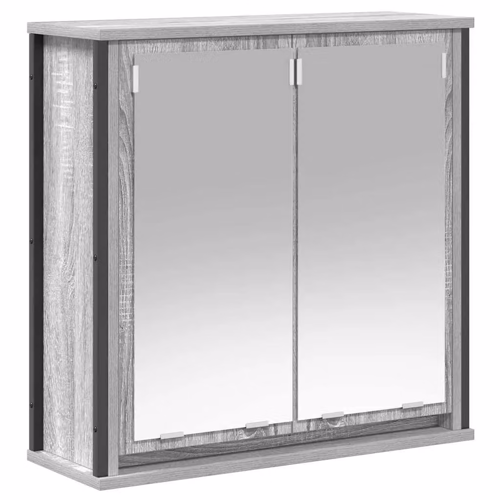 Berkfield Home Grey Bathroom Wall Cabinet with Mirror and Internal Shelves, W/D/H: 60 x 21 x 60 cm – 2