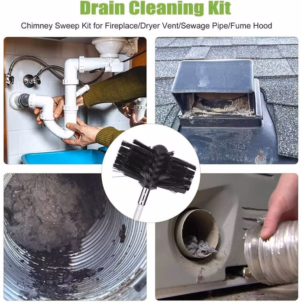 FLAVORA 24 Piece Flexible Chimney Sweep Set with Flue Sweeping Brush in White – 3