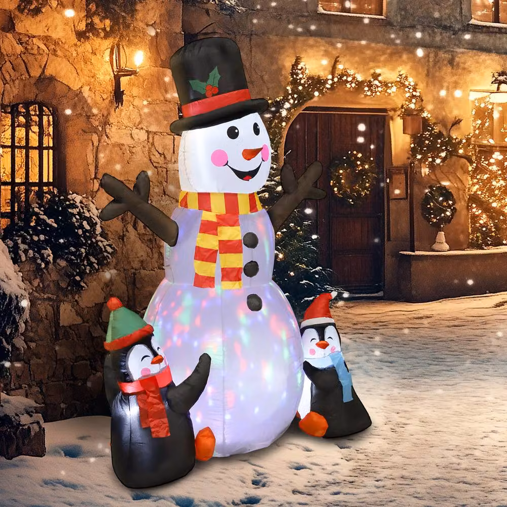 STILVORA Inflatable White Snowman with Multicolour LED Lights – 9