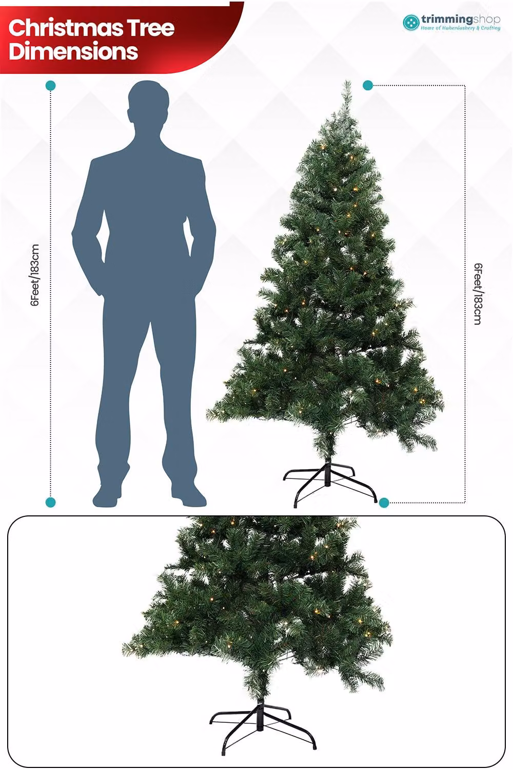 Neel Blue Alpine Artificial Christmas Tree in Green with Warm Colourful LEDs, Height: 182.88 cm – 2